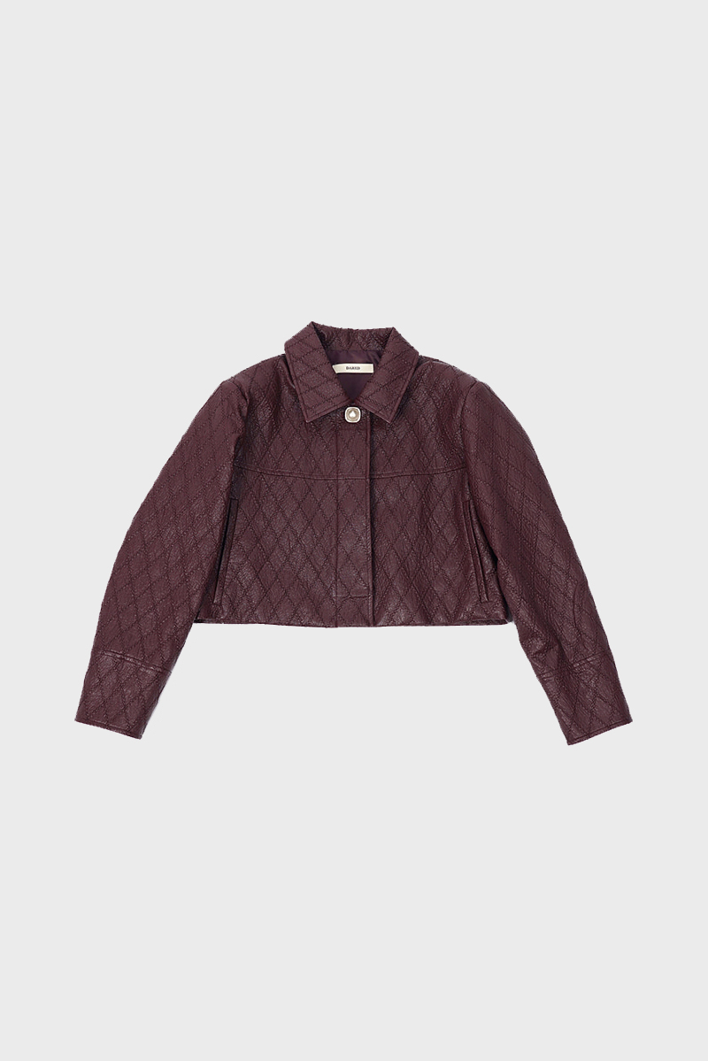 [2nd restock] DIAMOND EMBROIDERY LEATHER JACKET IN BURGUNDY